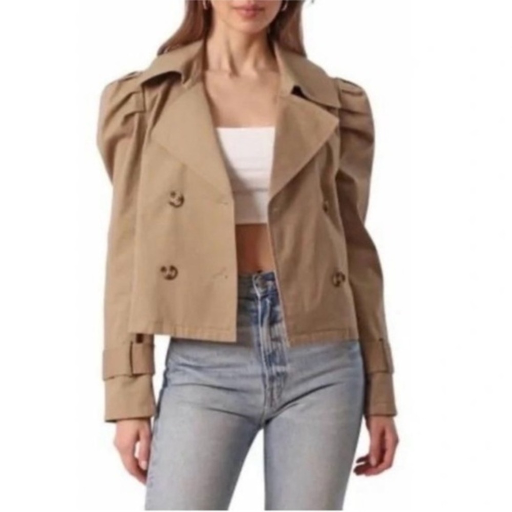 GUC. Avec Les Filles Double Breasted Trench Jacket. Classi. Chic. Puffed Sleeve - Picture 1 of 11